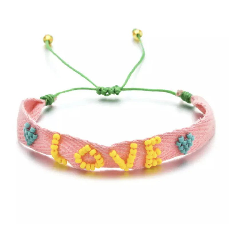 Love Beaded Woven Bracelet