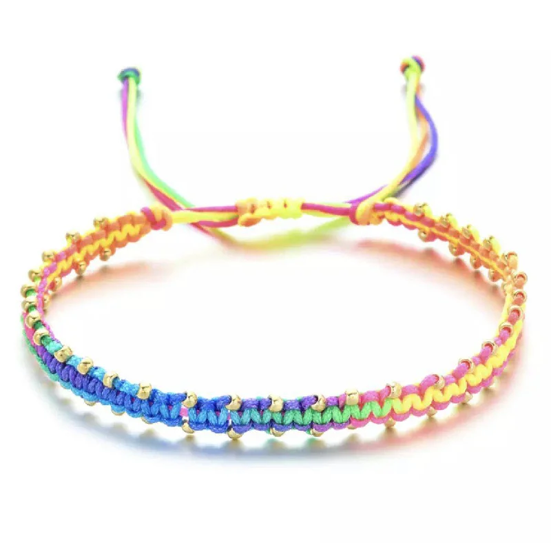 Neon Beaded Woven Bracelet