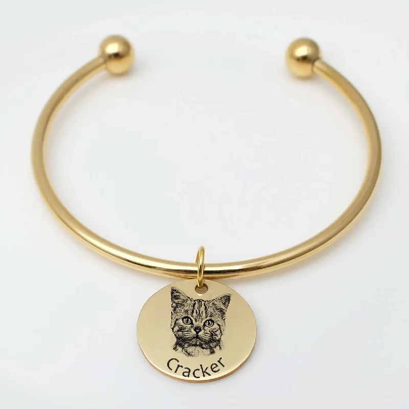 Personalized Photo Bangle | Custom Dog Photo Charm Bracelet | Personalized Pet Picture Bangle | Memorial Jewelry | Gift for Her