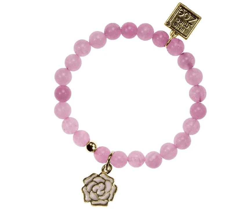 Rose Charm Gemstone Stretch Bracelet