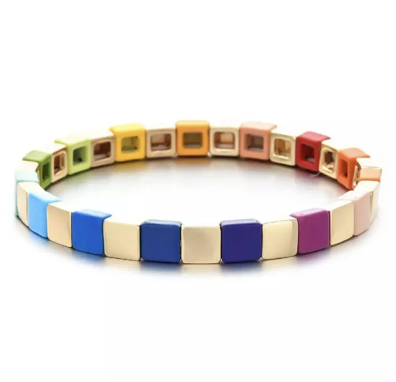 Stretchy Tile Multi-Color Bracelet