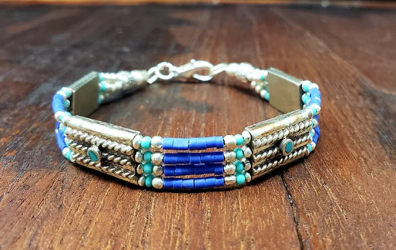 Simple Lapis Tibetan Beaded Bracelet