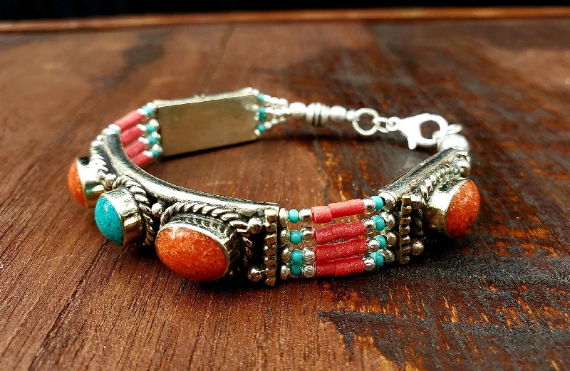 Tibetan Coral Beaded Bracelet