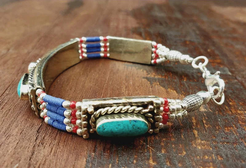 Tibetan Lapis Beaded Bracelet